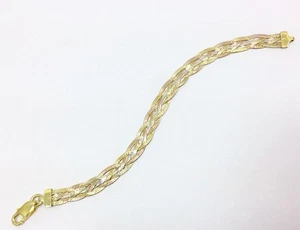 Milor Braided Herringbone Chain Bracelet 7 5/8 In Tri Color Sterling Silver FMGE - Picture 1 of 8