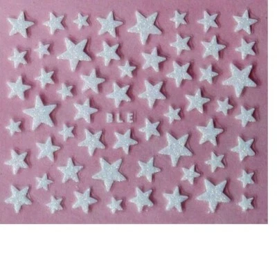 Pegatinas autoadhesivas para arte en uñas 3D estrellas brillantes rosas negras doradas plateadas BLE NH21 Foto 1 de 4