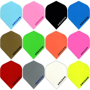 5 SETS (15) Amazon Plain Standard Dart Flights Tough Solid Colours Thick - Picture 1 of 14