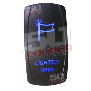 Waterproof On/Off Rocker LED Switch "Lighted Whip" Blue SPST 12V 20A Boat RV UTV - Picture 1 of 7