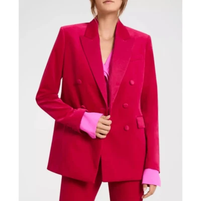 A.L.C. Declan Velvet Tailored Jacket Double Breasted Blazer Pink XS S 2 $650 NWT - Image 1 of 4