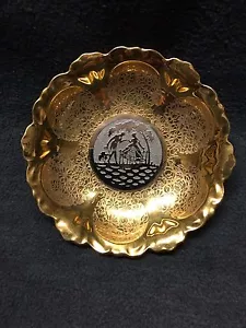 Gold Plated Plate - Decorated in the USA 5 1/2" in diameter - ornate design - Picture 1 of 2