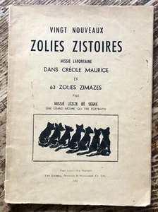 VINGT NOUVEAUX ZOLIES ZISTOIRES fables de la Fontaine en créole mauricien 1952 - Picture 1 of 5