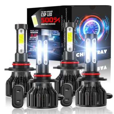 适用于庞蒂亚克 Sunbird 1989 - 1994 LED 车头灯高低光束灯泡组合套件 6000K — 第 1/4 张图片