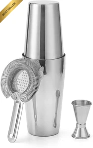 3Pc Boston Cocktail Shaker Set 25Oz & 19Oz Tins Bar Tools Stainless Steel - Picture 1 of 12