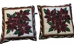 Bess Weihnachtsstern Weihnachten Kissen Quadratisch 2er Set Rot Grün Weiß 15" x 13" - Bild 1 von 5