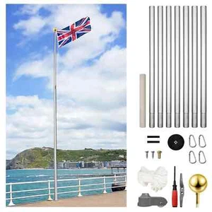 20FT Sectional Flag Pole Kit for Outside Aluminium Garden Flag Pole with Flag UK - Picture 1 of 5