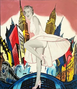 STEVE KAUFMAN "HOT MARILYN - LIVIN' IN A COMIC WORLD I" | UNIQUE PAINTED CANVAS - Picture 1 of 3