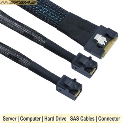 PCI-E Slimline SAS SFF-8654 8i 4.0 to 2X SAS HD SFF-8643 Server Connection Cable - Image 1 of 4