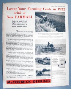 Anuncio tractor Farmall 30 1932 original 10x14 hecho en T y 3 tamaños de arado - Imagen 1 de 1