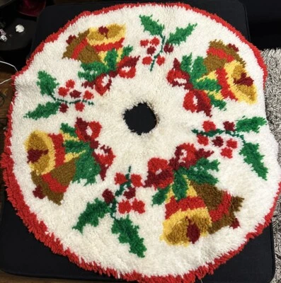 Campanas falda árbol de Navidad vintage 32" diámetro campana de vacaciones hecho a mano gancho de cierre Foto 1 de 4