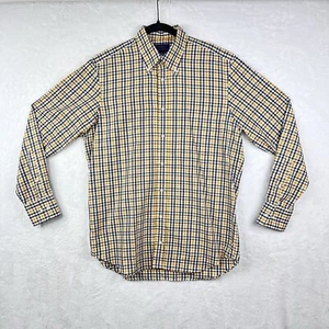 Camisa McCulleys Highlands NC con botones para hombre L dorada marrón blanca a cuadros nueva sin etiquetas - Imagen 1 de 14