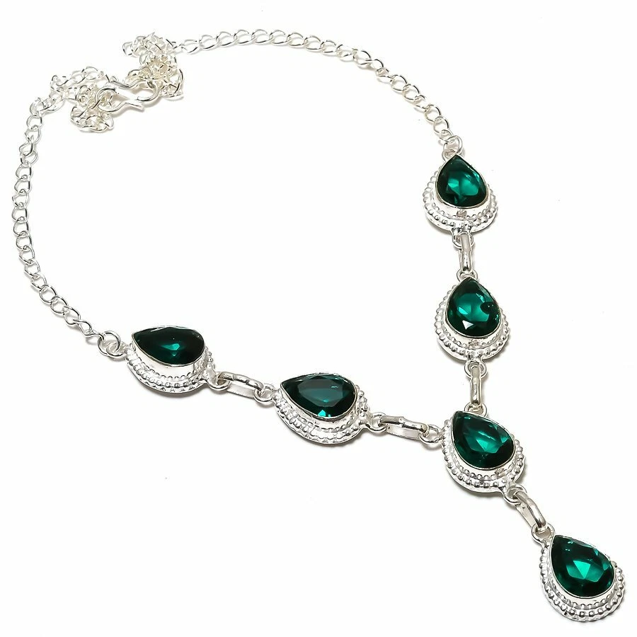 Mint Tourmaline Gemstone Handmade 925 Sterling Silver Jewelry Necklaces Sz 18" - Image 1 of 1