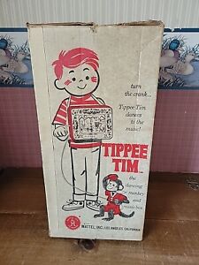 Mattel Antique Tin Litho Music Crank Toy Tippee Tim The Dancing Monkey 1958 +Box