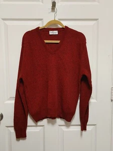 Jantzen Sweater Mens Medium Pullover Long Sleeve V Neck Maroon USA Made - Picture 1 of 4