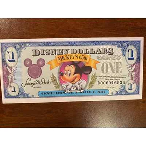 Dólares Disney 1993 $1 Mickey 65th/Mickey in Car DA - Imagen 1 de 2