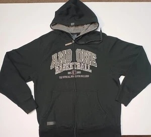 Vintage AND1 Hoodie Men's Large Black Y2K Basketball Full Zip Embroidered - Picture 1 of 12