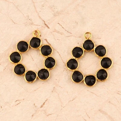 Elegant Purple Amethyst Quartz Gold Plated DIY Earring Pair Making Connectors  - Image 1 of 3