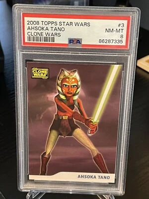 2008 AHSOKA TANO RC Topps Star Wars The Clone Wars #3 PSA 8 NM-MT ROOKIE - Image 1 of 2