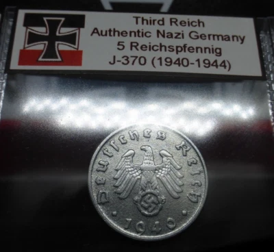Nazi Germany WW2 Coin - 5 Reichspfennig Genuine Old Third Reich Rare Zinc Issue - Image 1 of 4