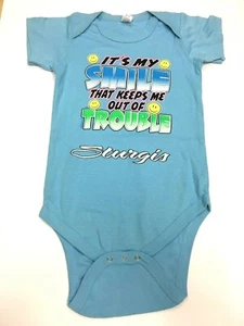 STURGIS ""My Smile"" Motocicleta Rally Gráfico Una Pieza AZUL Niños Pequeños 24 MESES - Imagen 1 de 4