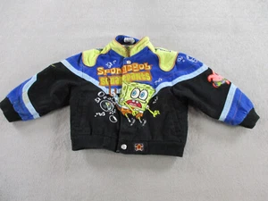 Spongebob Squarepants Jacket Boys 3T Black Blue JH Design Racing Bomber Retro - Picture 1 of 10