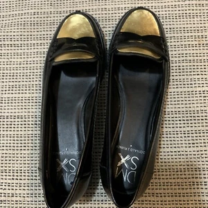 Donald J Pliner DMX black and gold leather loafers size 7.5(j6) - Picture 1 of 8
