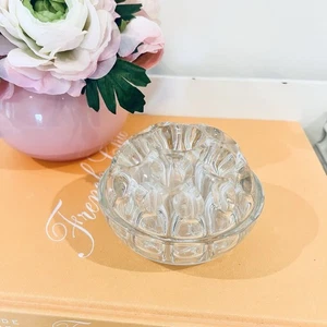 Vintage Flower Frog Holder Reims France 4” 19 Holes Clear Glass Farmhouse - Picture 1 of 4