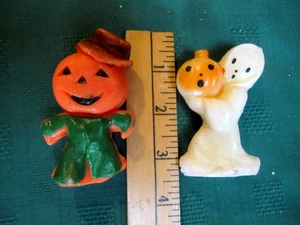 Zwei Vintage 15 Cent Gurley Candle Co 3" Kerzen Jack-O’-Lantern Boy & Ghost *LESEN* - Bild 1 von 7
