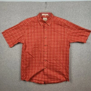 L L Bean Button Up Shirt Mens Medium Short Sleeve Red - Picture 1 of 10