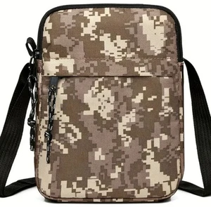 Braune Camouflage Umhängetasche mit verstellbarem Riemen & Reißverschluss - Bild 1 von 4