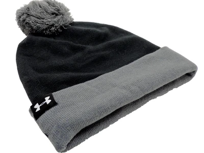 Under Armour New York Pom Gorro Tejido Sombrero Negro Gris ¡Nuevo! Foto 1 de 4