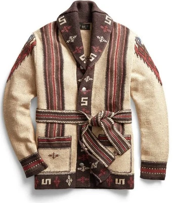 RRL Ralph Lauren Medium Hand Knit Ranch Cardigan Southwestern Shawl Polo - Image 1 of 4