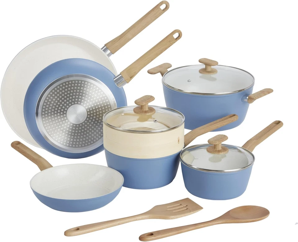 GoodCook 12-Piece Healthy Ceramic 12 Piece Cookware Set, Blue/White/Tan  - Image 1 of 4