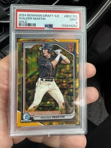 WALKER MARTIN 2024 BOWMAN CHROME DRAFT SAPPHIRE GOLD 1/50 first to print PSA 9 - Picture 1 of 2
