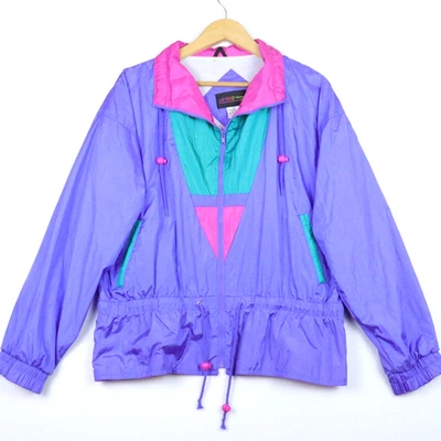 Chaqueta cortavientos vintage G4000 Colorblock para mujer grande años 70 80 retro Foto 1 de 4