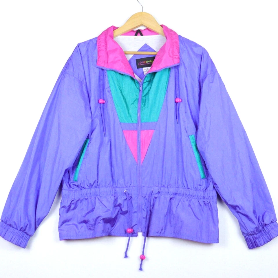 Vintage G4000 Colorblock Jacket Windbreaker Woman's Large 70's 80's Retro - Image 1 of 4