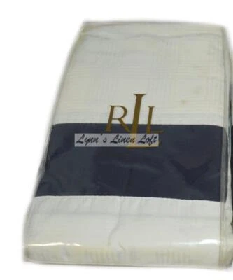 1 RALPH LAUREN Suite Glen Plaid Темно-синяя Манжета СТАНДАРТНАЯ НАКИДКА С Пятнами - Изображение 1 из 3