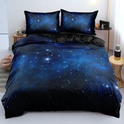  Dark Blue Bedding Set Twin Full Queen King  Duvet/Quilt Cover Set Shining Stars - Image 1 of 4