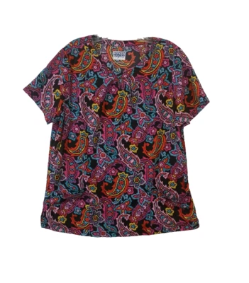 Blusa Médica Estrictamente Estampada Poliéster Elastizada Tono Joya Cachemira Floral Talla Grande Foto 1 de 4