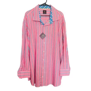 Camisa a Rayas Tailorbyrd Para Hombre con Botones Salmón/Azul-Talla 3X Informal Clásica - Imagen 1 de 7