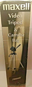 PRE-OWNED MAXELL VIDEO TRIPOD AND CAMERA BAG VINTAGE SET W/BOX - Picture 1 of 5