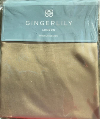 Gingerlily London~100% seda morera~KING~Sábana plana~arena sólida/bronceado~112 sq~NUEVO CON ETIQUETAS~ Foto 1 de 4