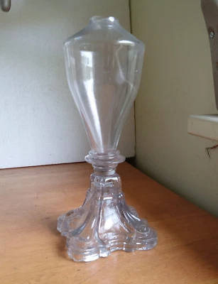 LÁMPARA DE ACEITE DE BALLENA SOPLADA GRATIS DE LA DÉCADA DE 1830 BASE DE ENCAJE DESPLAZADA BOSTON & SANDWICH GLASS CO Foto 1 de 4