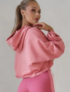 CLEO HARPER size L 14 pink logo cropped OPERA hoodie sweat Shirt - Picture 1 of 23