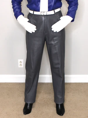 Pantalones de cuero para mujer gris 8T Spiegel Jeans plateados motociclista vintage años 80 90 Y2K raros Foto 1 de 4