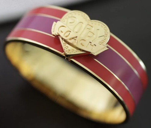 Braccialetto COACH POPPY 3 4" CUORE Nastro Striscia Cerniera