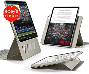 iPad Air Case 11 Inch with Removable Magnetic Cover Adjustable Stand Titanium - Picture 1 of 12