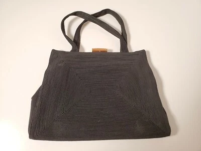 Vintage 1940s Genuine Korday Black clutch with Brass color clasp Beautiful! - Image 1 of 4