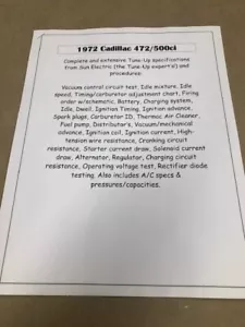 1972 Cadillac complete tune-up & service specs (both 472 and 500ci engines) - Picture 1 of 3